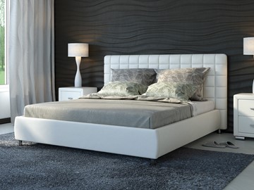 Двуспальная кровать Corso-3 160х200, Экокожа (Белый) в Пензе