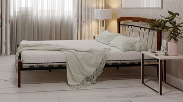 Спальная кровать Муза 4 Лайт, 1400, черный/махагон в Пензе