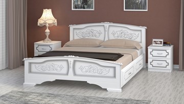 Кровать с выкатными ящиками Елена (Белый Жемчуг) 160х200 в Пензе