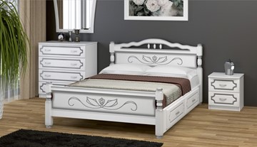 Кровать с выкатными ящиками Карина-5 (Белый Жемчуг) 160х200 в Пензе