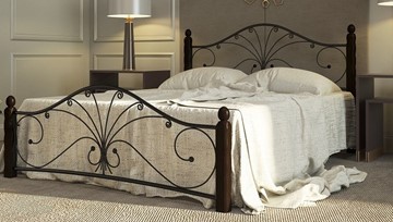 Кровать двуспальная Фортуна 1, 1600, черный/шоколад в Пензе