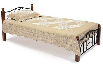Кровать AT-808 дерево гевея/металл, 90*200 см (Single bed), красный дуб/черный в Пензе