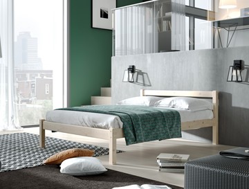 Двуспальная кровать Мебельград Рино с опорными брусками 160х200 массив сосны, без покрытия в Пензе
