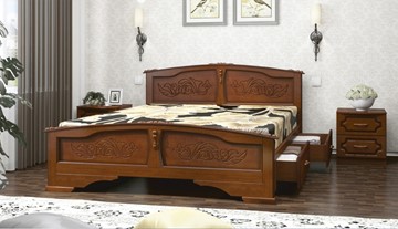 Кровать с выкатными ящиками Елена (Орех) 140х200 в Пензе