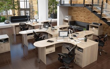 Комплект офисной мебели SIMPLE с эргономичными столами и тумбами в Пензе