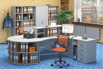 Офисный набор мебели Moно-Люкс для 2 сотрудников с большим шкафом и тумбами в Пензе