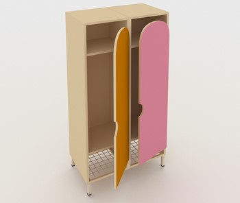 Детский шкаф ШГС2 Беж + Розовый+Оражневый в Пензе