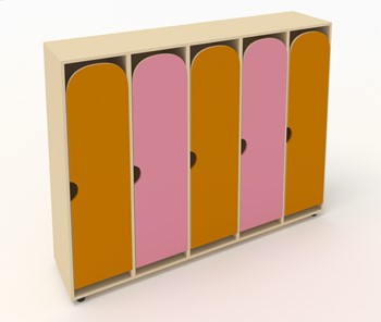 Распашной детский шкаф ШГ5У Беж+Оранжевый+Розовый в Пензе