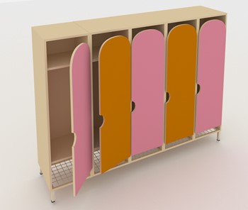Детский распашной шкаф ШГС5 Беж +Оранжевый + Розовый в Пензе