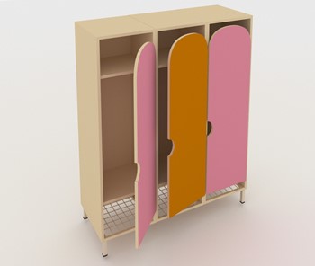 Распашной детский шкаф ШГС3 Беж + Розовый + Оранжевый в Пензе