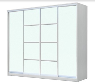 Шкаф 4-х дверный ХИТ 23-24/2-8888, с матовым стеклом, разделительные планки х2, Белый в Пензе