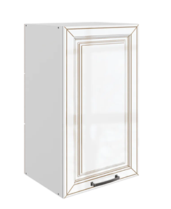 Кухонный шкаф Атланта L400 Н720 (1 дв. гл.) эмаль (белый/белый глянец патина золото) в Пензе