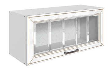 Кухонный навесной шкаф Атланта L800 Н360 (1 дв. рам.) эмаль (белый/белый глянец патина золото) в Пензе