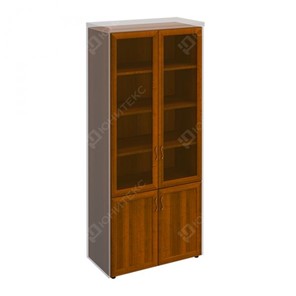 Шкаф для документов со стеклянными дверьми в рамке Мастер, темный орех (90х45х208) МТ 379 в Пензе