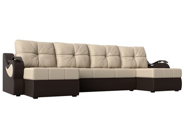 П-образный диван Меркурий П, Бежевый/коричневый (экокожа) в Пензе