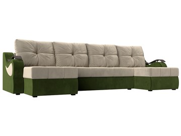 П-образный диван Меркурий П, Бежевый/зеленый (вельвет) в Пензе