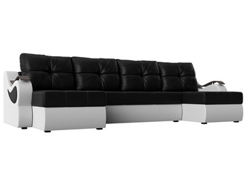 П-образный диван Меркурий П, Черный/белый (экокожа) в Пензе