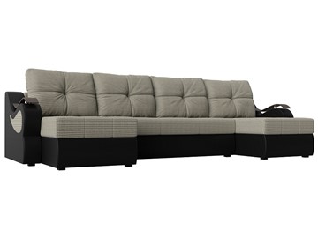 П-образный диван Меркурий П, Корфу 02 (рогожка)/черный (экокожа) в Пензе