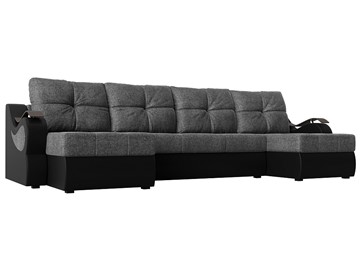 П-образный диван Меркурий П, Серый/черный (рогожка/экокожа) в Пензе
