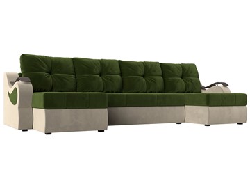 П-образный диван Меркурий П, Зеленый/бежевый (вельвет) в Пензе