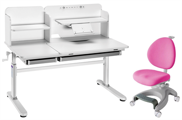 Комплект парта + кресло Iris II Grey + Cielo Pink + чехол для кресла в подарок в Пензе