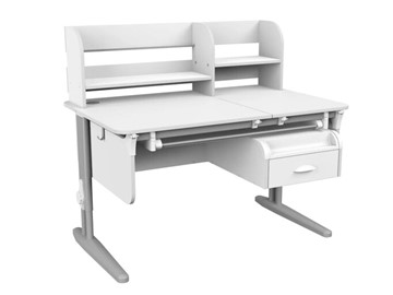 Детский стол-трансформер Lp/70-45 (СУТ.62 PRO) + Tumba 8 с лотком белый/серый/белый в Пензе