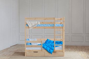 Детская двухъярусная кровать без крыши с ящиками, без покраски в Пензе - предосмотр