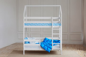 Детская двухъярусная кровать Домик, цвет белый в Пензе