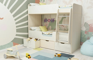 Детская 2-ярусная кровать Малыш двойняшка 70х160, корпус Дуб молочный, фасад Фейритейл в Пензе