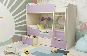 Детская двухэтажная кровать Малыш двойняшка 70х160, корпус Дуб молочный, фасад Ирис в Пензе