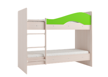 Двухъярусная кровать Мая на щитах со шкафом и ящиками, корпус Млечный дуб, фасад Салатовый в Пензе - предосмотр 3