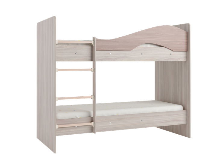 Двухэтажная кровать Мая на щитах со шкафом и ящиками, корпус Шимо светлый, фасад Шимо темный в Пензе - изображение 3