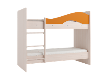 Двухэтажная детская кровать Мая с 2 ящиками на щитах, корпус Млечный дуб, фасад Оранжевый в Пензе - предосмотр 2