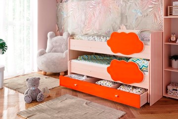 Детская двухэтажная кровать Соник 1.6 с ящиком, Оранжевый в Пензе