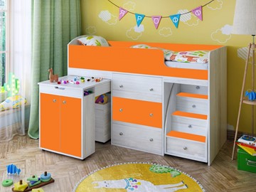 Детская кровать-шкаф Малыш 1600, корпус Винтерберг, фасад Оранжевый в Пензе