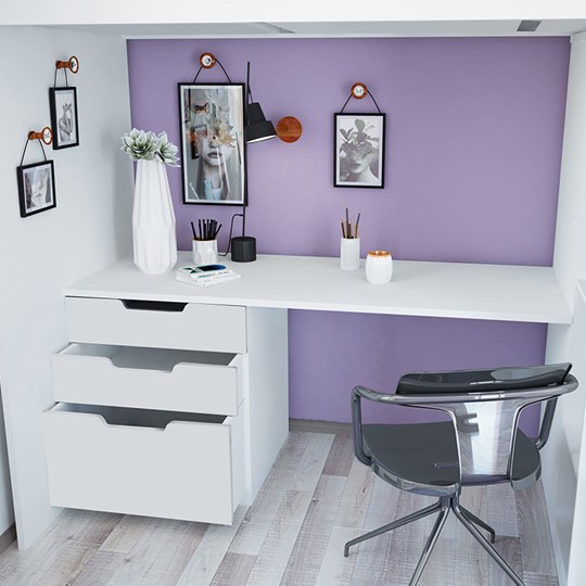 Кровать-чердак с письменным столом и шкафом POLINI Kids Simple Белый в Пензе - изображение 5
