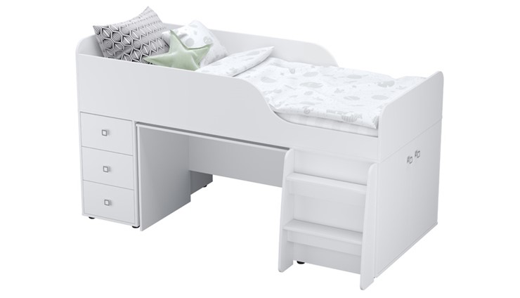 Кровать-чердак с рабочей зоной POLINI Kids Simple 4500 Белый в Пензе - изображение 6