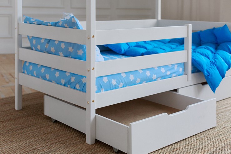 Кровать детская Домик с ящиками, цвет белый в Пензе - изображение 3