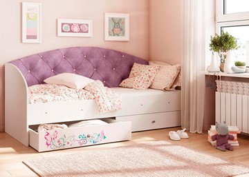 Кровать детская односпальная Эльза без бортика, Фиолетовый (латы) в Пензе