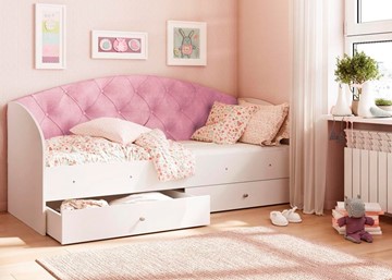 Детская кровать односпальная Эльза без бортика, Розовый (латы) в Пензе