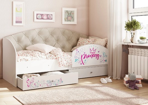 Детская кровать Эльза с бортиком, Бежевый (латы) в Пензе - изображение