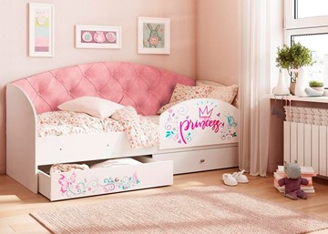 Детская кровать Эльза с бортиком, Розовый (латы) в Пензе