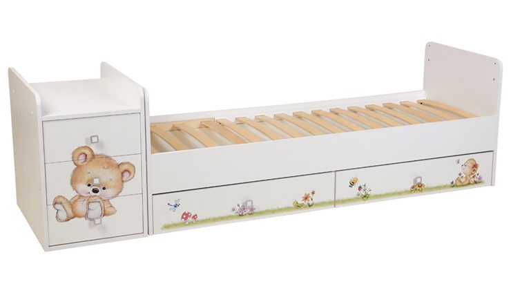 Детская кровать с комодом Фея 1100 Медвежонок Белый в Пензе - изображение 2