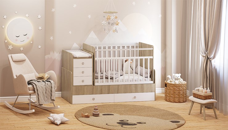 Детская кровать с комодом Фея 1100 Вяз-белый в Пензе - изображение 3