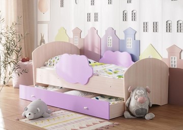 Детская кровать Тучка с ящиком, корпус Дуб млечный, фасад Ирис в Пензе