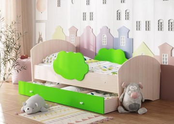 Кровать детская Тучка с ящиком, корпус Дуб млечный, фасад Лайм в Пензе
