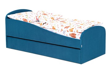 Мягкая кровать с ящиком Letmo морской (велюр) в Пензе