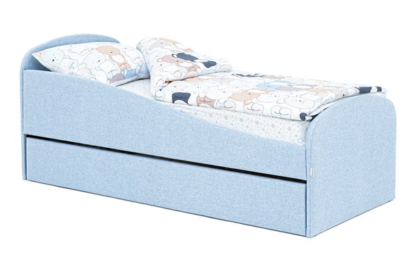 Кровать в детскую с ящиком Letmo небесный (рогожка) в Пензе - изображение