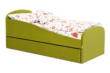 Мягкая кровать с ящиком Letmo оливковый (велюр) в Пензе
