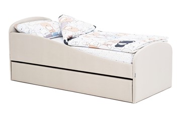 Мягкая кровать с ящиком Letmo ванильный (велюр) в Пензе